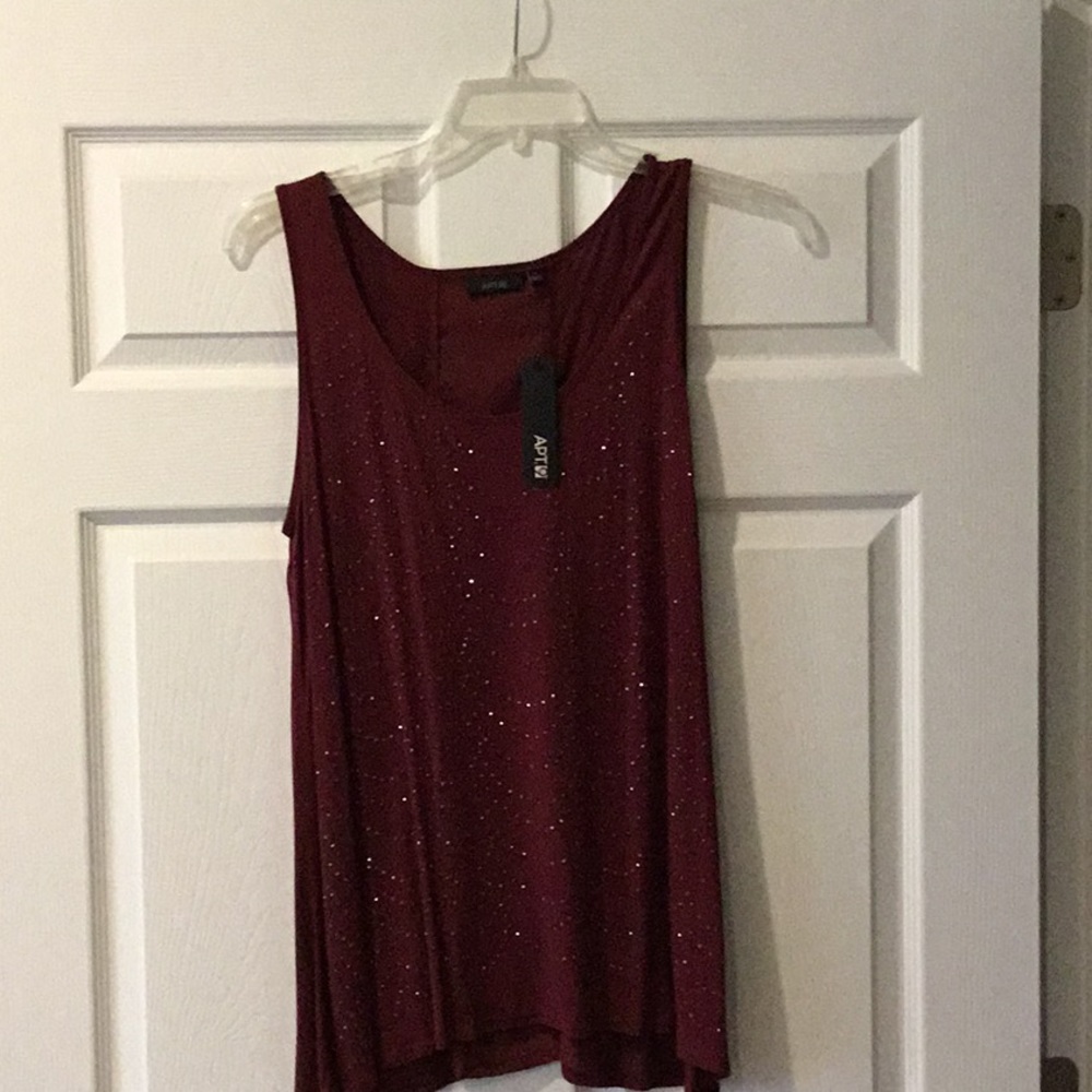 Burgundy tank top with gems